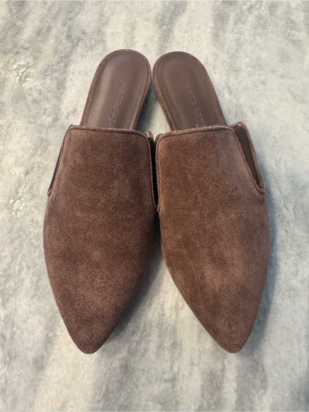 Jenni Kayne Brown Suede Pointed Slip-On Mules